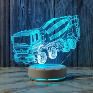 创意搅拌车3d小夜灯七彩卧室氛围灯插电触控床头灯儿童房装饰台灯