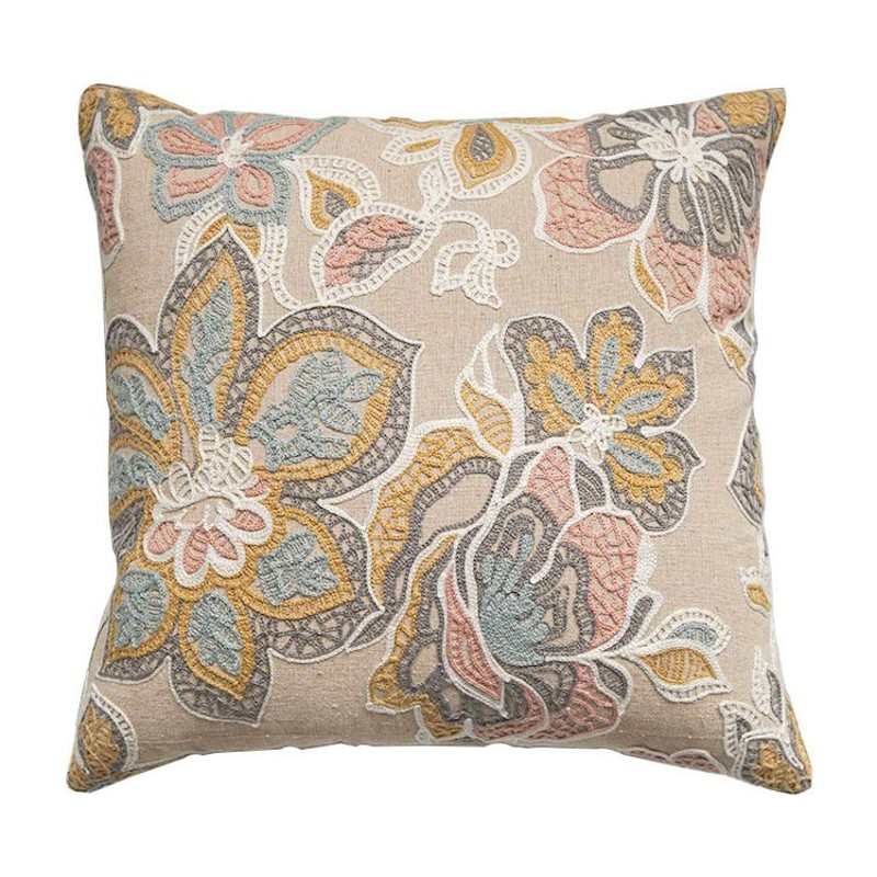 东南亚民族风亚麻单面绣花靠垫靠枕 民宿设计样板房创意抱枕