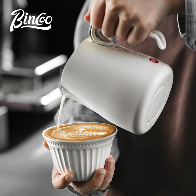 Bicnoo索科特专业咖啡拉花缸不锈钢海雕嘴拉花杯打奶缸尖嘴奶泡杯