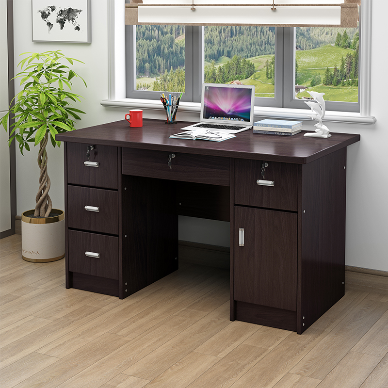 办公桌家用写字台 多抽屉带锁简约型台式电脑桌1.2米卧室单人书桌