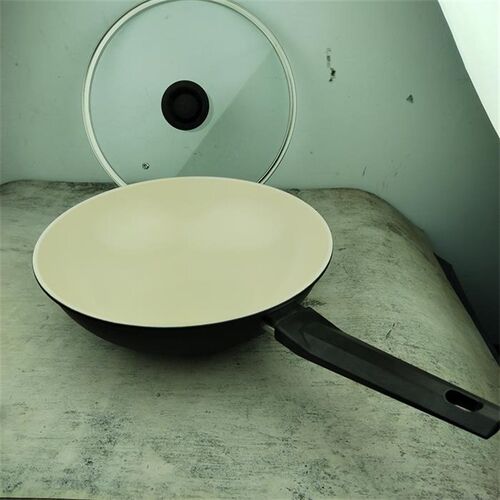 【养生白瓷】铸铁炒锅白瓷釉不沾锅家用煎炒锅30cm灶炉通用