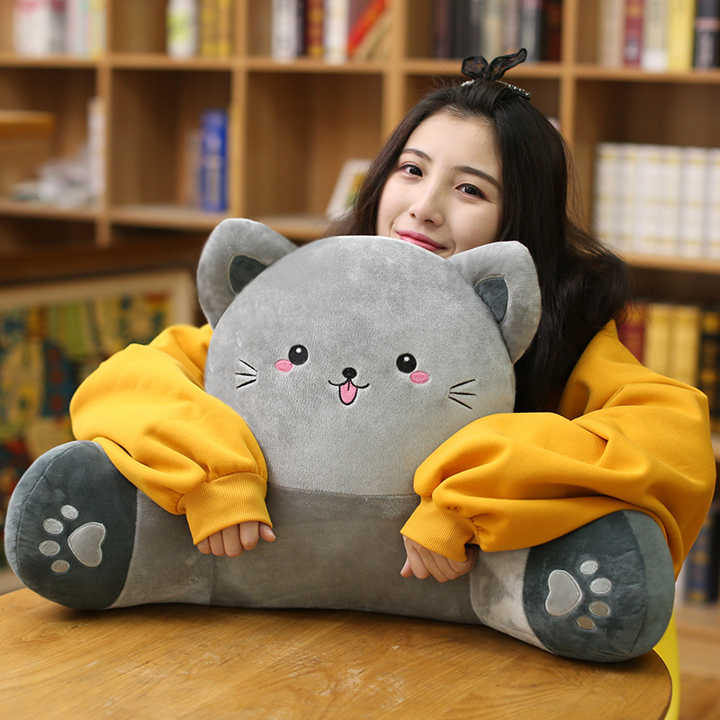 猫咪靠枕护腰靠垫办公室学生卡通椅子腰靠午睡抱枕靠背垫沙发