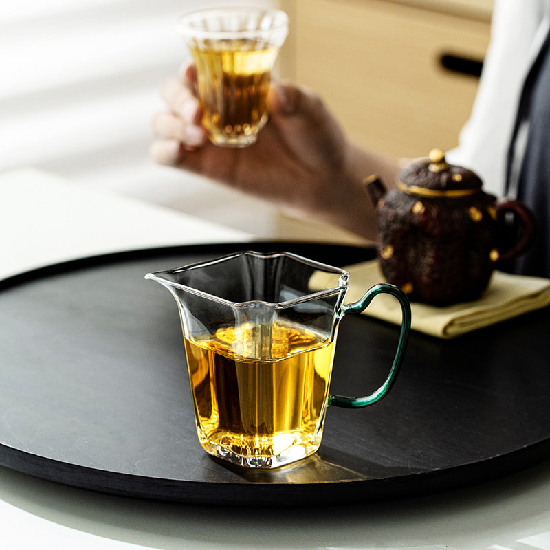 观策器隐玻璃公道杯中式带把加厚耐热分茶器高档透明匀杯茶海茶具