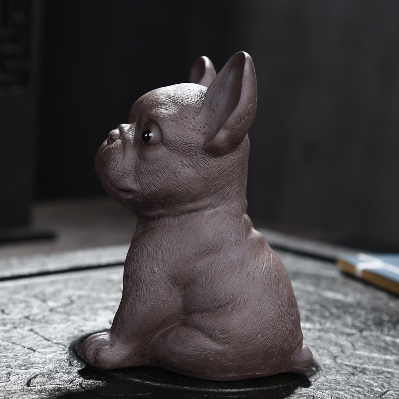 精品紫砂茶宠斗牛犬旺财茶具配件创意大小号摆件茶道茶盘手工茶玩