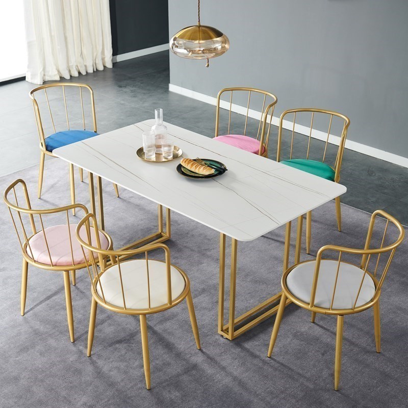 大理石小户型岩板餐桌椅家用桌子客厅小餐桌亮光中式亮面岩板餐桌