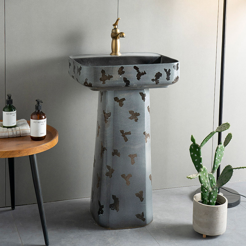 一体立柱式洗手盆现代简约阳台小户型洗脸盆陶瓷卫生间浴室洗漱台