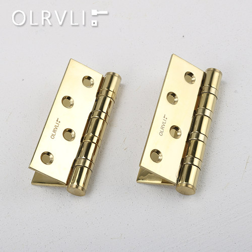 olrvli不锈钢PVD金4寸亮金色合页房门静音平开合页室内门铰链
