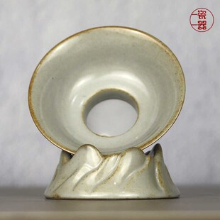 草木灰陶瓷茶漏架过滤网纱网超细滤茶家用茶滤器托底办公室泡茶器