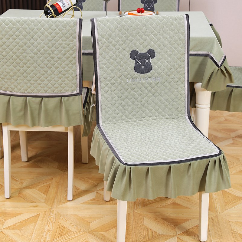 时尚新款简约现代纯色餐桌布椅子罩一体连体餐椅布艺加厚刺绣