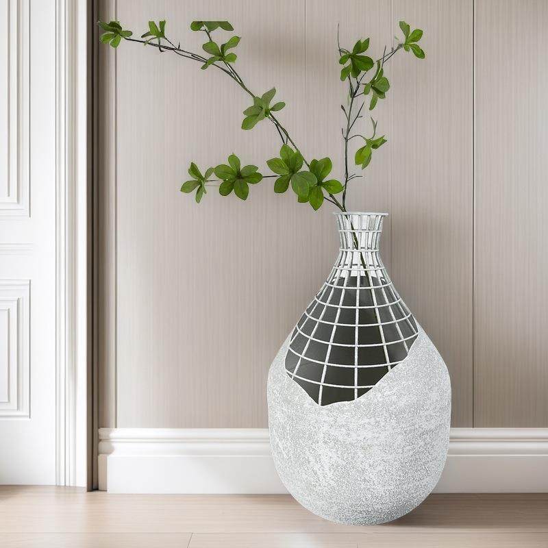 个性约24W465-9创意简花瓶高级感饰盆金属镂空设计花装家居客厅插