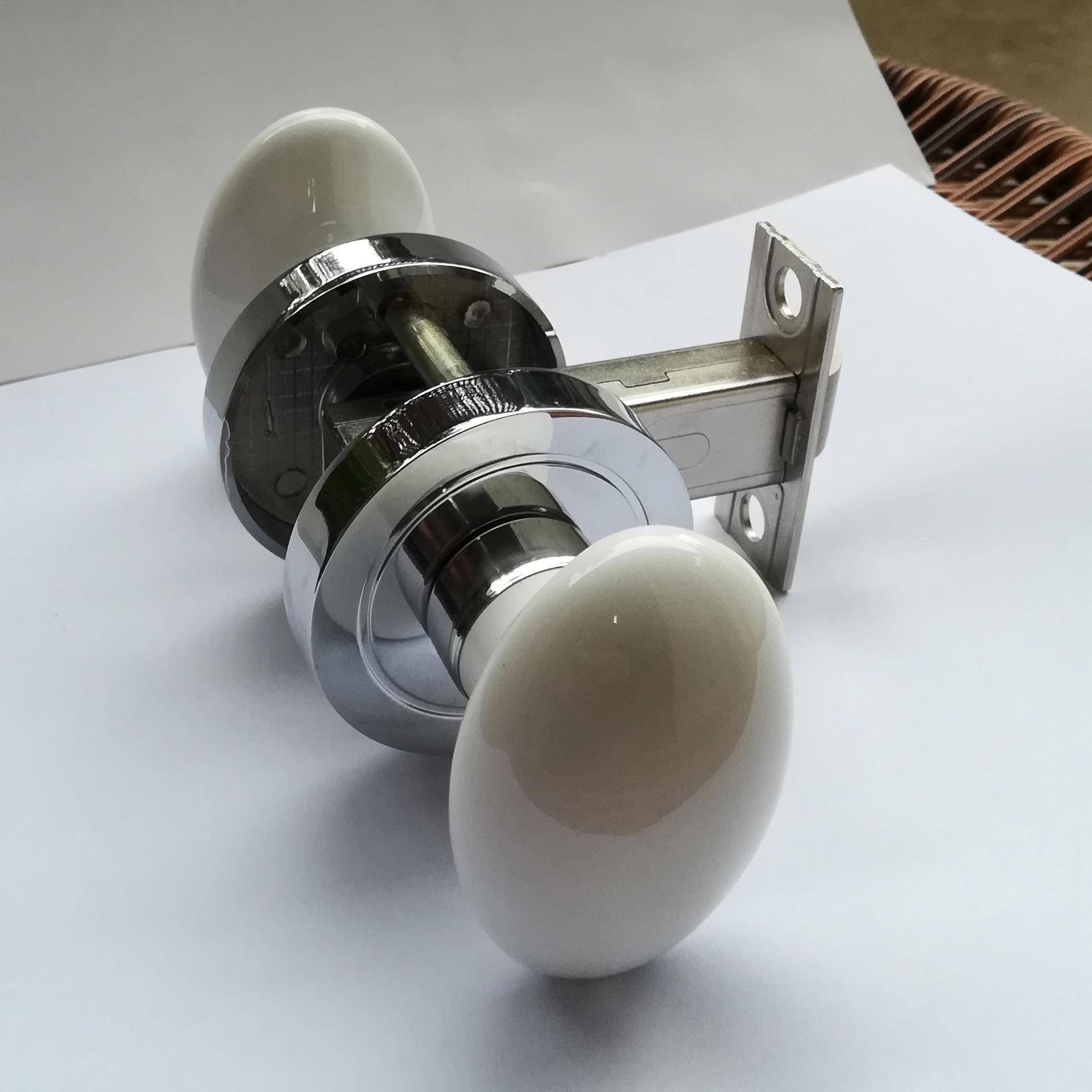 陶瓷锁白色瓷质室内无钥匙卫浴PK5601PC椭圆陶把门手锁owhitedork