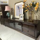 美风美格客厅 电视柜胡白蜡木乡村实木组合黑桃式 润XNN广盛新款 式