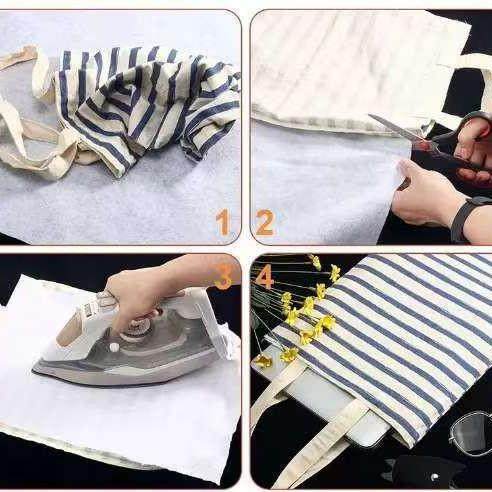 花货黑色绣衬布1050H服F带胶硬手现感装PAZ无纺衬轻薄型绣花衬纸