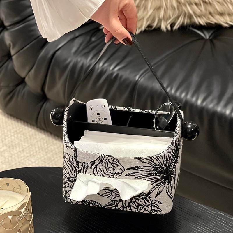 新复丛林水墨款客皮革旋转厅古遥控器杂物收纳盒茶家用高颜值几纸