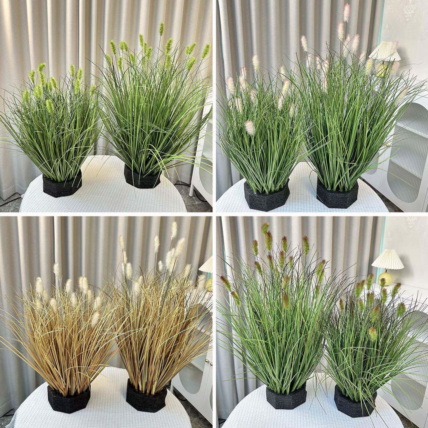 diy仿毛毛虫草真植物墙单支仿真植草绿墙草装造景洋葱芦苇草仿真