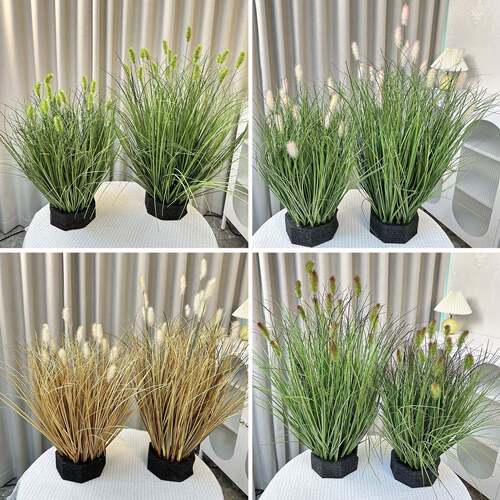 diy仿毛毛虫草真植物墙单支仿真植草绿墙草装造景洋葱芦苇草仿真