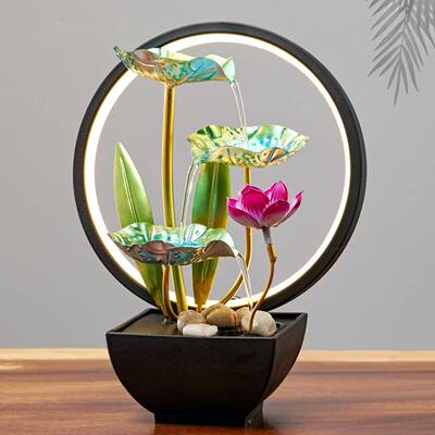 荷塘月色招财流水摆件循环奢水公室电视办玄关客柜厅SLV桌面轻装