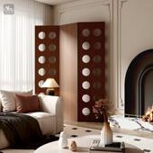 全木折叠屏风圆客厅家实用形入户室艺术新中ADK式 法式 中古卧隔断