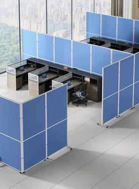 LEU办公室移动屏风高隔断厂车工间活动隔墙带可风折轮叠推拉屏隔