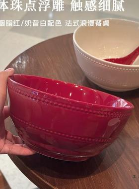 色大汤容量碗！釉下彩过年家用感餐红CKY送具水果沙拉面碗结婚礼