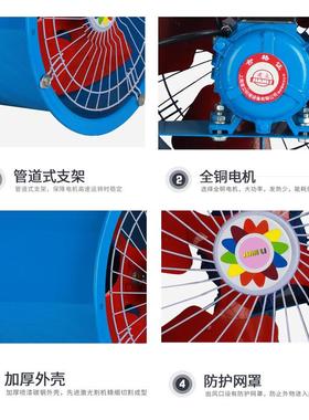 SFG管道式轴铁通风机圆筒风叶换气扇排尘2-2220V排烟机工业车间流