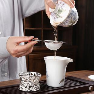 290仿古钢合锌礼茶具套夹装功过夫茶具品绿松石茶刀茶勺茶滤茶道
