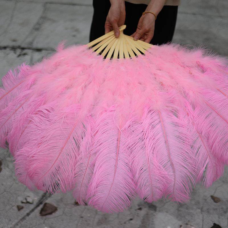 毛70羽毛扇子c粉色酒鸵鸟扇子舞台肚皮舞m演出舞蹈吧演唱会道具绒,特色手工艺,竹编/竹雕,淘宝优惠券,粉丝福利购,淘宝优惠卷