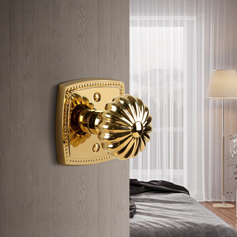 法式复卫古01-01南瓜锁黄铜木门美式音金色门锁生间欧式静隐形暗