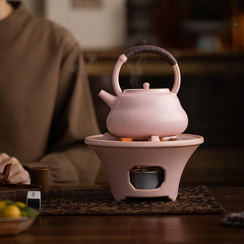 新款温茶炉煮茶陶煮瓷环保炉子炉电陶炉油专用围樱花粉-炉茶壶明