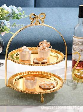 属镀银水果盘点心金托ATY盘盘蛋糕架子高档烘焙派对用架品婚庆道
