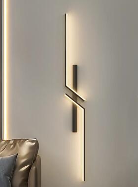 极简式现代意简约轻奢栅客厅电视背景墙244线条形床长条格卧室头