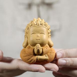 B76原SAO全手工小和尚茶宠段泥款 小6和尚摆件开心矿许愿茶佛玩