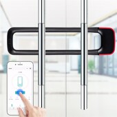 邦臣玻璃门指纹u型锁商铺店铺办公室智能U形插锁小型防盗挂锁