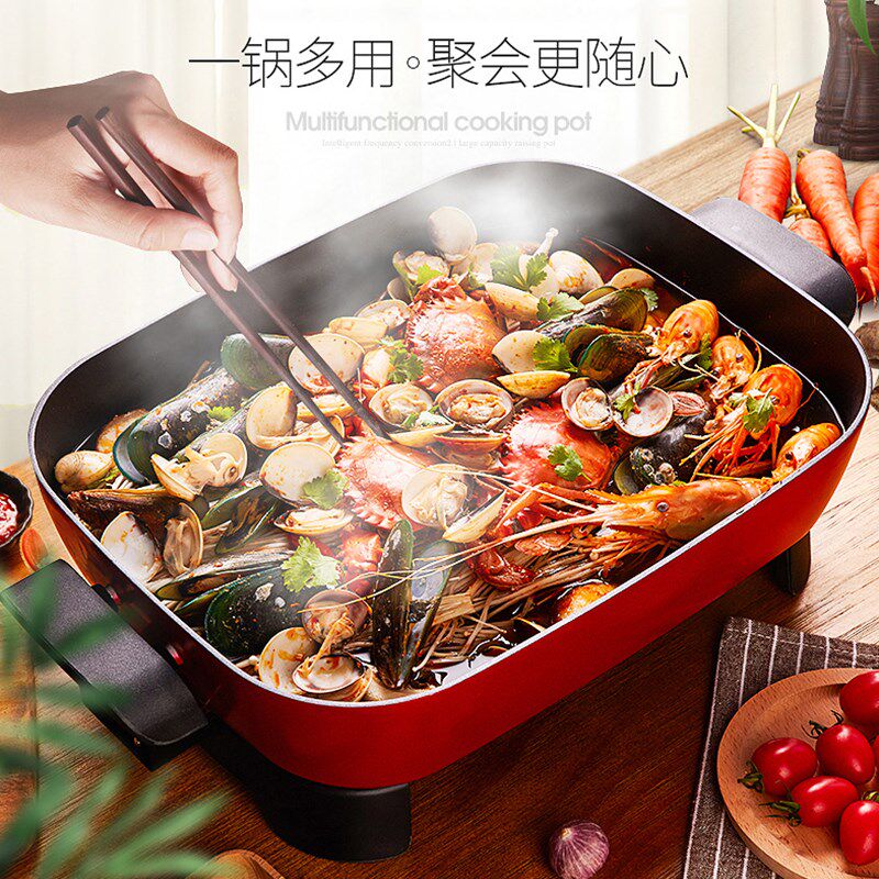 伊立浦多功能电火锅料理锅大功率烤煎炒家用大容量7L不粘电热锅