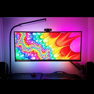 电脑显示器液晶屏RGB流光溢彩随屏同步变化背景灯氛围灯光LED灯带