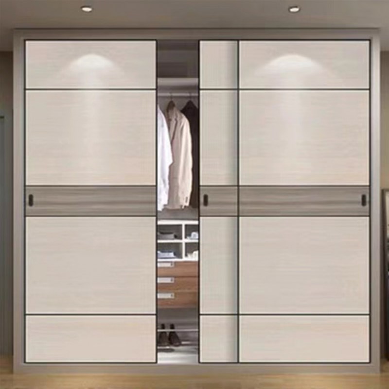 衣柜门推拉门移门定制现代简约耐磨实木生态滑轮柜门衣橱门