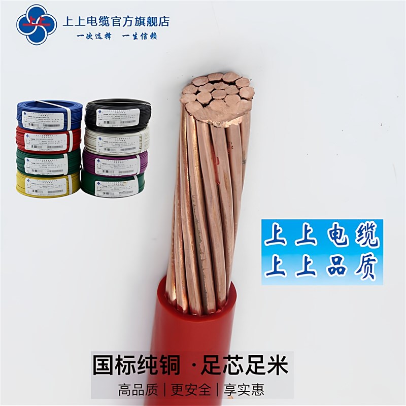 江苏上上阻燃电线ZC-BV 10/16/25平方国标铜芯足米足平方
