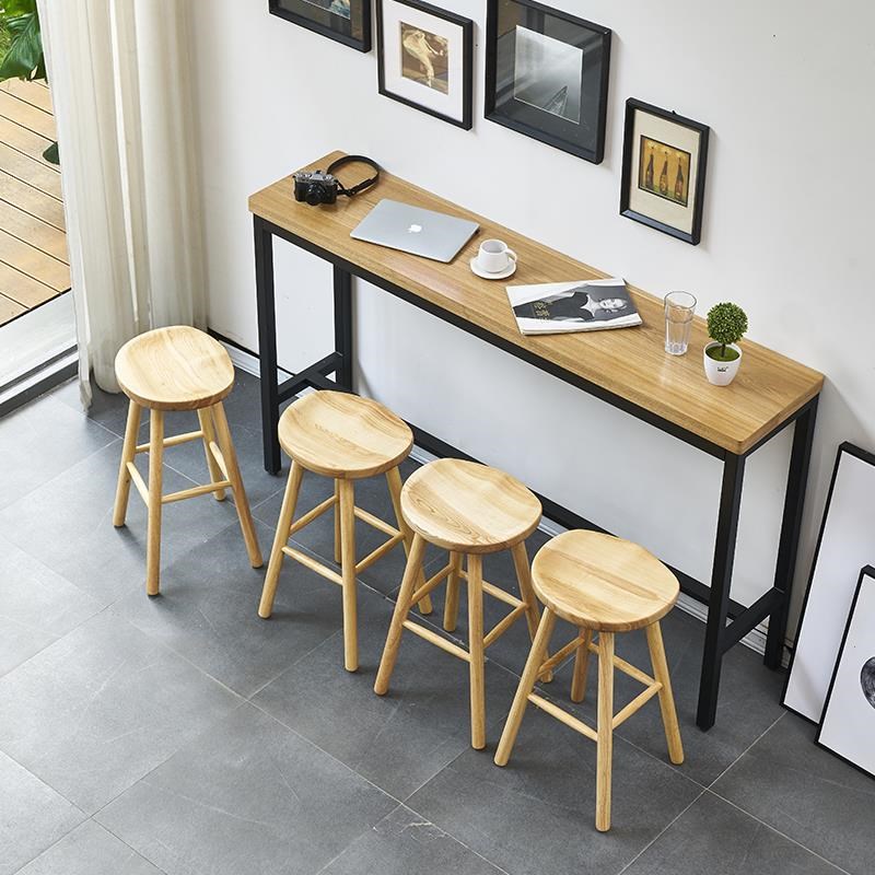 咖啡厅吧台椅桌现代简约吧台高脚凳酒工业风铁艺实木家用吧桌椅