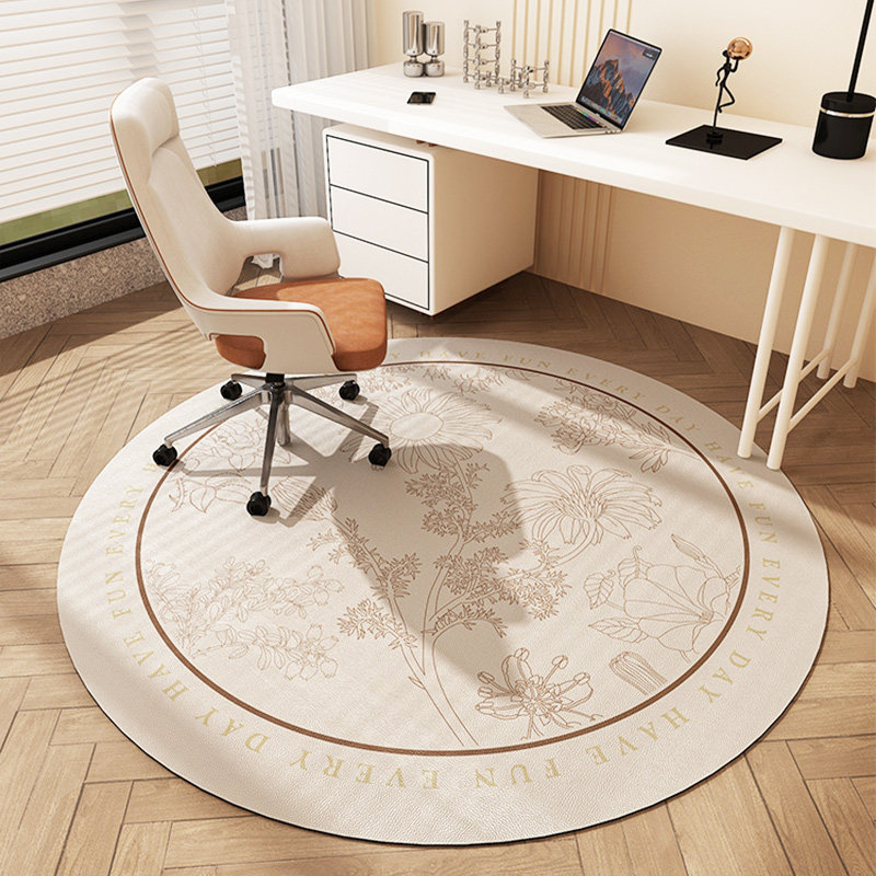 书房办公桌下小垫子卧室圆形地毯耐脏免洗pvc电脑椅地垫防刮防水