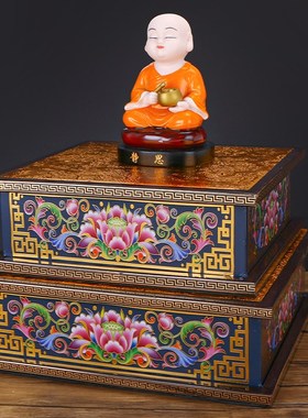 合金珐琅彩四方底座圆形底台大小号加高观音像体莲花佛座桌面摆件