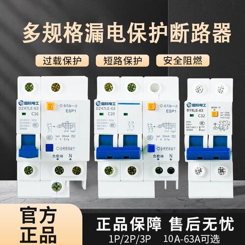 空气开关带漏电保护器1p2p4匹家用63a漏保断路器自动断电跳闸c32