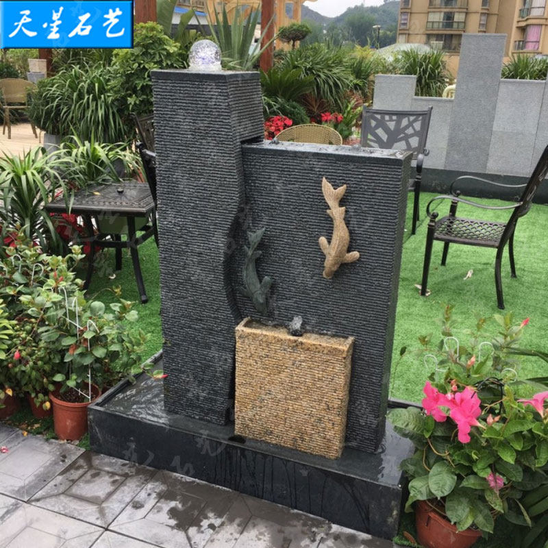 落地定制石材室内外流水摆件花园庭院阳台工程装饰工艺品鱼池水景