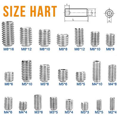 666pcs304不锈钢平紧定螺丝螺钉套PGG定装端内六角无机米头位螺丝