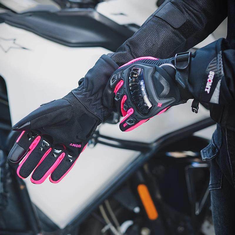 女野款冬季摩托车手套防车水女款冬季保暖四骑行机骑士防摔越加季