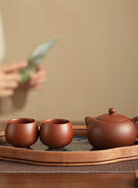 紫杯砂大红公袍国茶台茶壶茶49484竹制茶盘中式家用办功夫茶风具