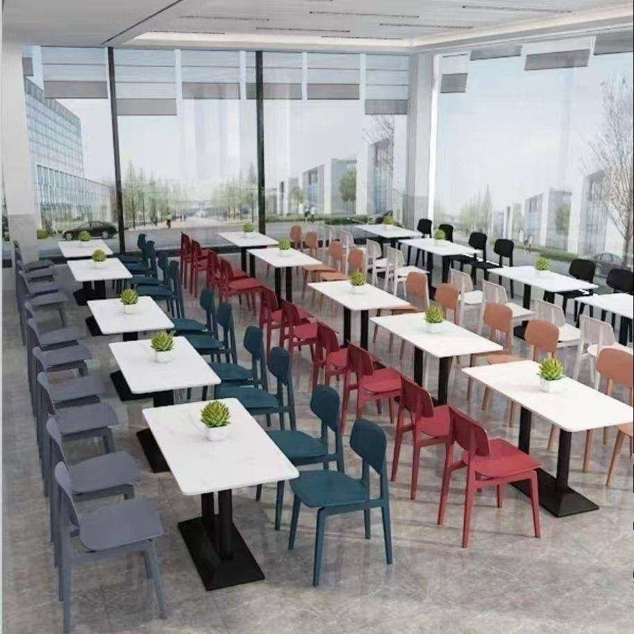 学单位堂餐校216桌椅小吃店馆汉堡桌子咖啡厅岩板快面餐桌椅食组