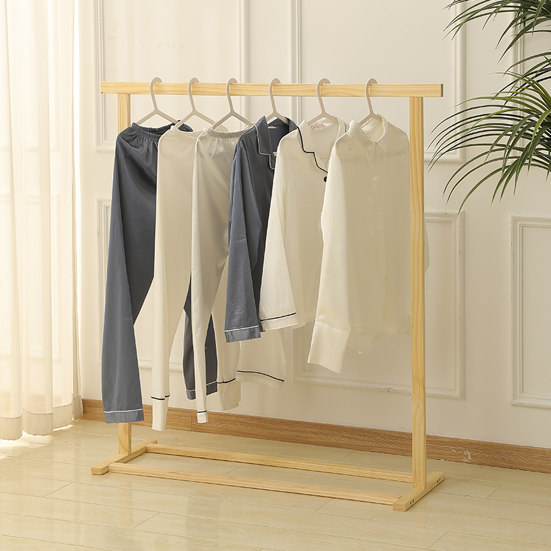 实木家用落地挂衣架卧室杆式儿童简易挂衣架一排冬天季外挂衣架