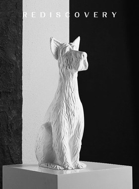 创意落地陶瓷动物狗摆件简约现代客厅桌面电视柜家居玄关软装饰品