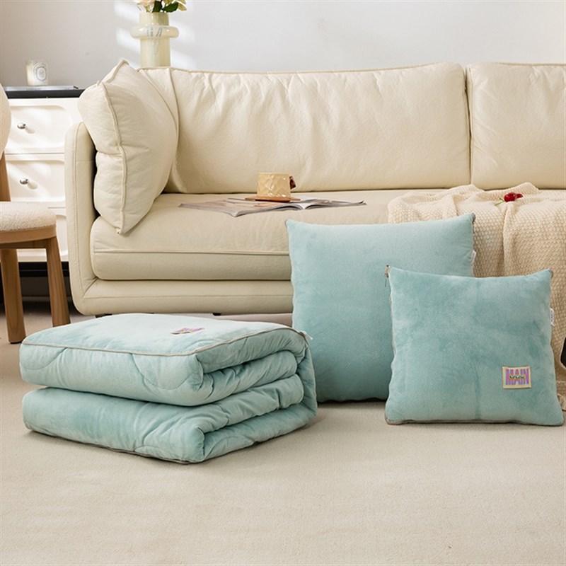 2023新款多彩加厚水晶绒抱枕被两用沙发办公室午睡汽车载客厅床上