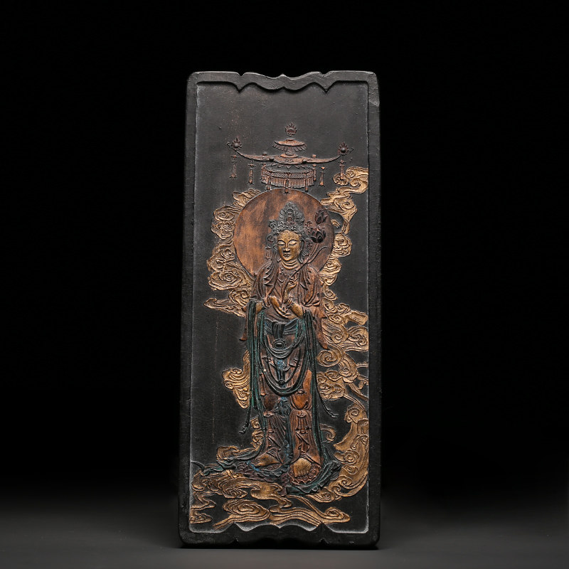 国家非遗 1986年制 清代老墨版《圣像图》胡开文收藏老古墨块 文